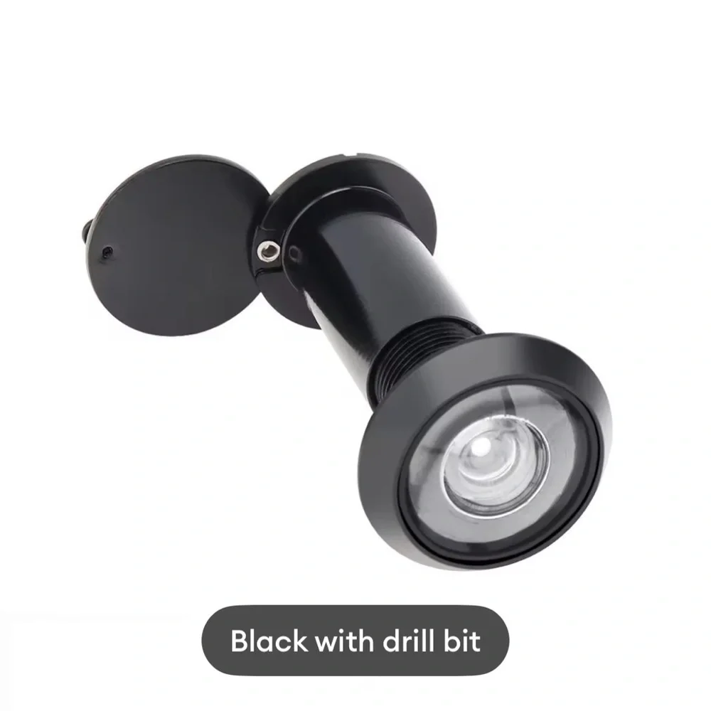 Black Door Viewer with Drill Bit Peephole 200 Degree Zinc Alloy with 16mm/0.63in